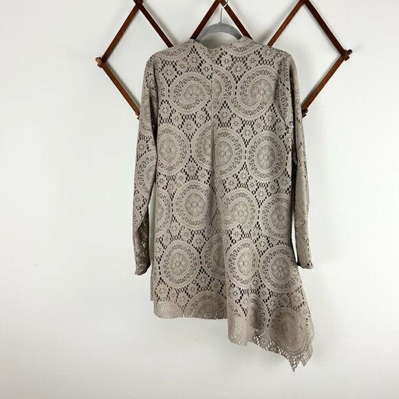 SOFT SURROUNDINGS Asymmetrical Lace Dress Taupe Size 1X EUC F168 - Picture 1 of 6